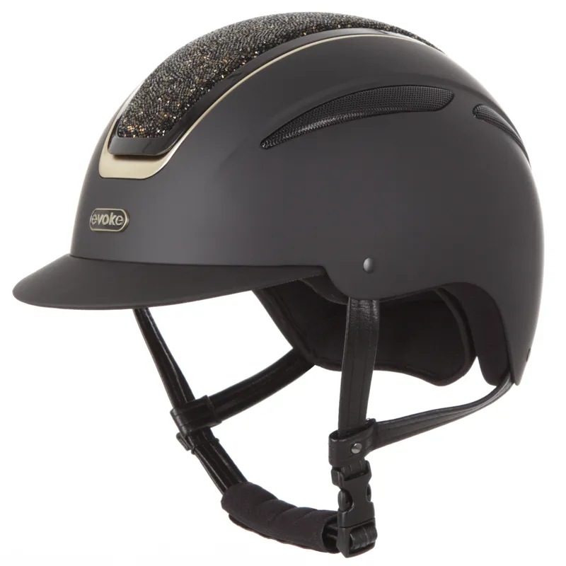 Callisto Classic Peak Black/Gold Crystal Riding Helmet-1